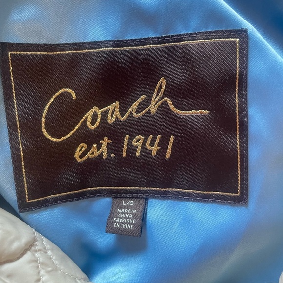 Coach Women's Beige Quilted Puffer Jacket size L - Picture 2 of 7